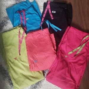 Lot of 5 Med couture scrub pants ez flex